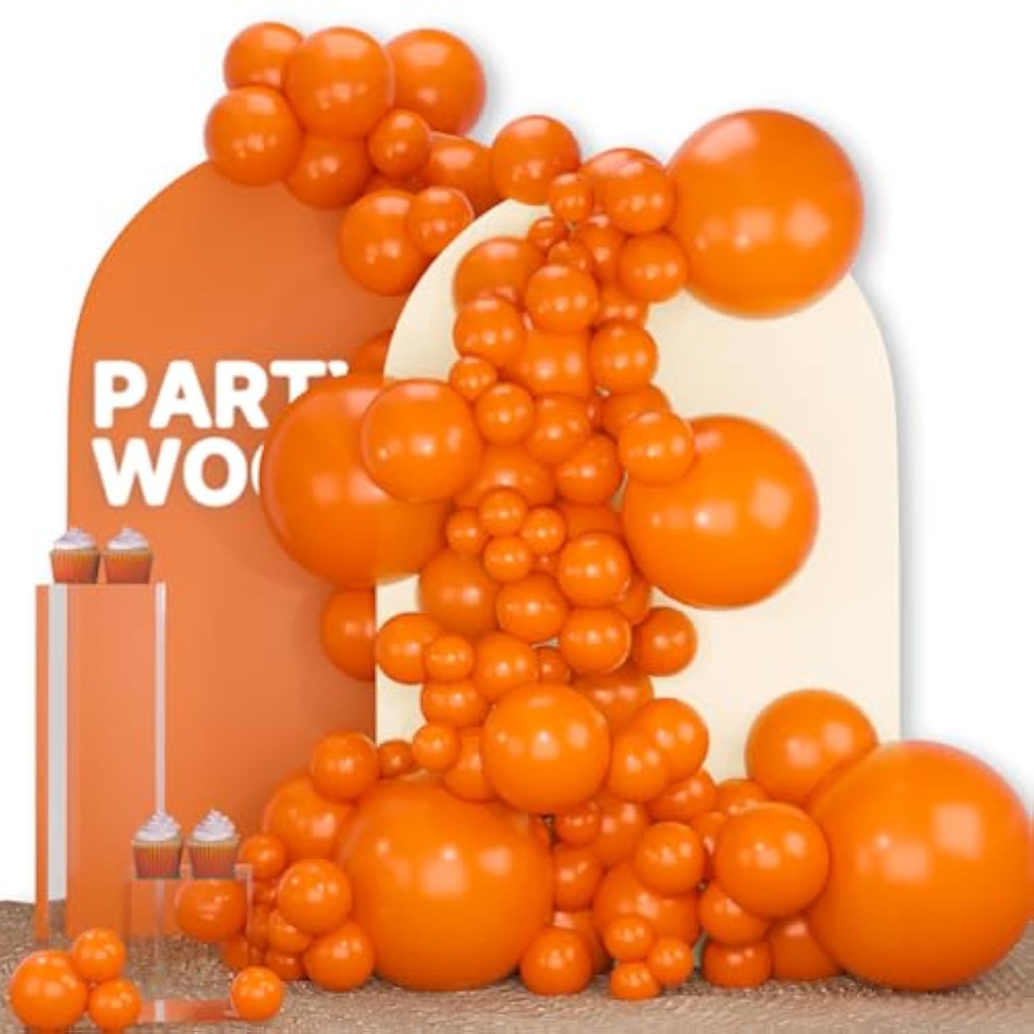 Orange Balloon Arch Kit: 142 Pcs Pumpkin Garland Party Decor