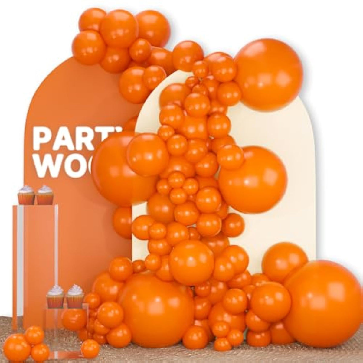 Orange Balloon Arch Kit: 142 Pcs Pumpkin Garland Party Decor