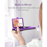For Samsung Galaxy S22 Wallet Case With Credit Card Holder & Hidden Mirror, Allround Protection Shockproof Phone Cover Designed For Samsung Galaxy S22 5G, 6.1 Inch Purple