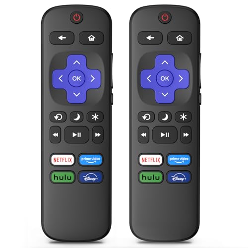 2 Pack Remote Control for Roku TV, Remote Replacement for TCL/Hisense/Sharp/Philips/JVC/RCA/Magnavox/Sanyo/LG/Haier ROKU TVs