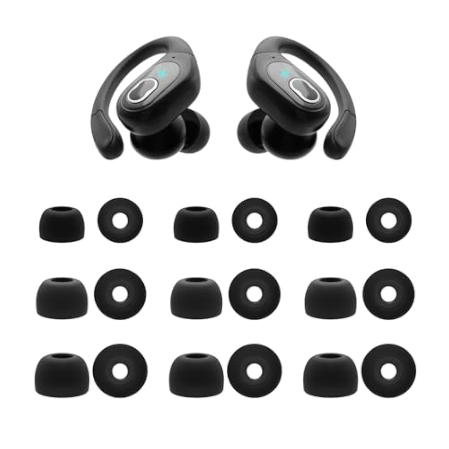 Replacement Ear Tips For Aptkdoe Hd65 / Ltinist Bx27 Earbuds, Silicone Earbuds Tips, 9 Pairs (S/M/L) Black