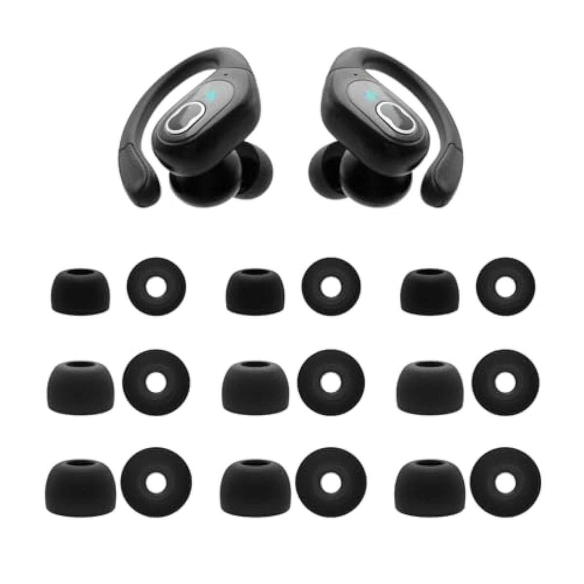 Replacement Ear Tips For Aptkdoe Hd65 / Ltinist Bx27 Earbuds, Silicone Earbuds Tips, 9 Pairs (S/M/L) Black