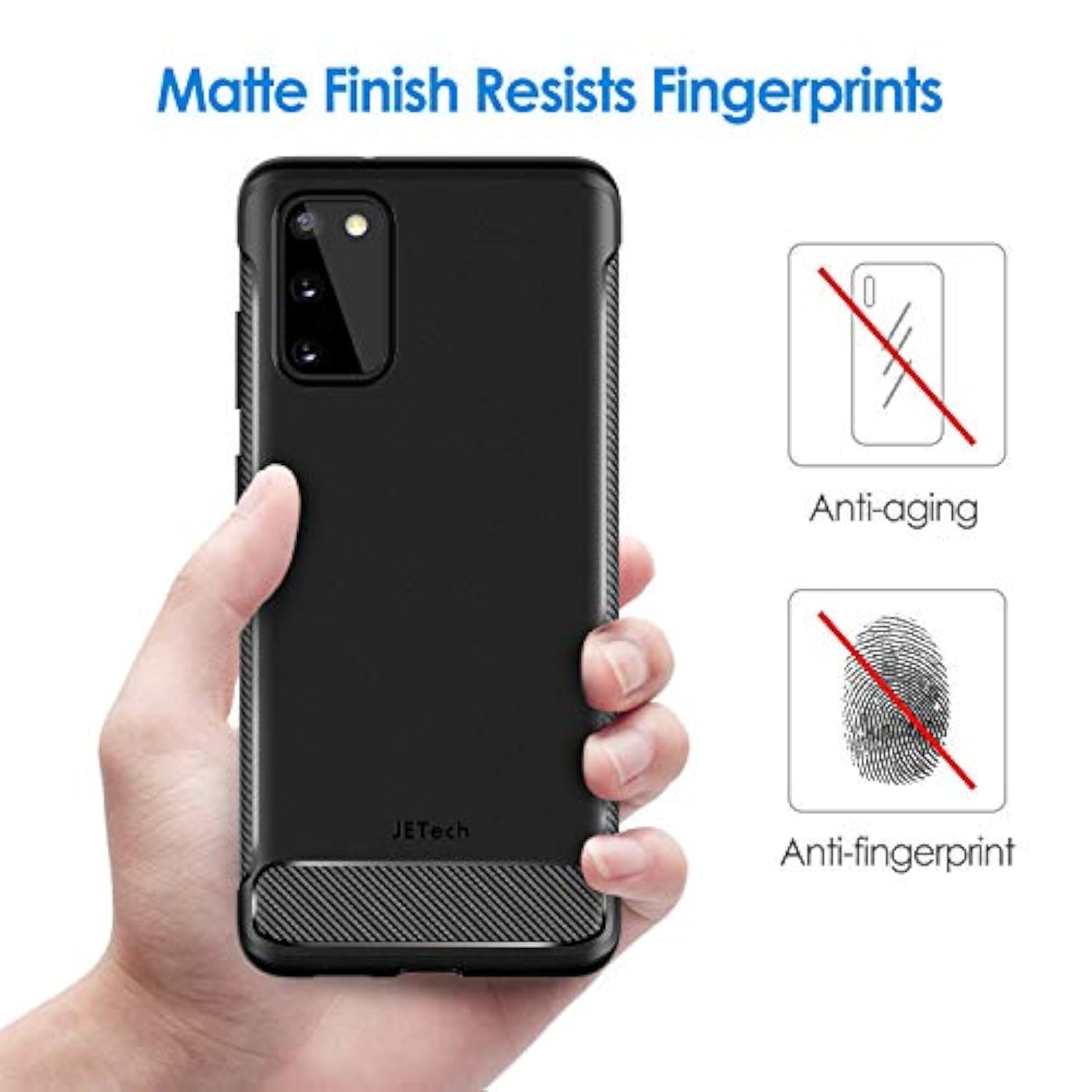 JETech Slim Fit Case for Samsung Galaxy S20 5G, TPU Material, Thin Phone Cover with Shock-Absorption and Carbon Fiber Design (Black)