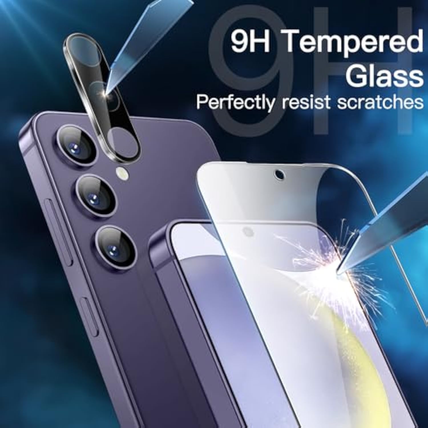 JETech Screen Protector for Samsung Galaxy S24+ / S24 Plus 6.7-Inch with Camera Lens Protector, Tempered Glass Film, Fingerprint ID Compatible, HD Clear, 2-Pack Each