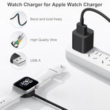 [Apple Mfi Certified] Apple Watch Charger, Magnetic Iwatch Charger 3.3Ft Fast Charging Cable Usb A Wall Plug Adapter For Apple Watch Series Se/Se2/9/8/7/6/5/4/3/2/1 (White)