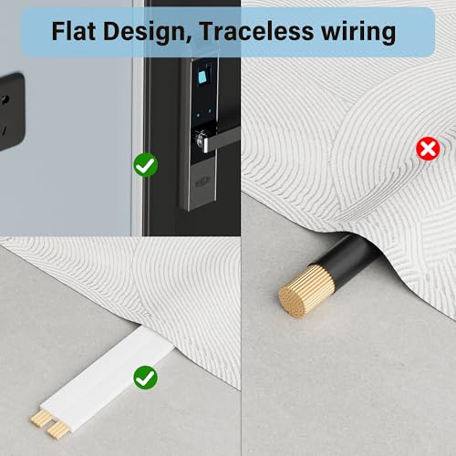 Premium 16 Gauge Flat Speaker Cable Wire 50 Ft White, OFC Electrical Low Voltage Audio Wire 16/2 AWG, Thin&Flexible PVC CL2 in Wall Rated Outdoor for