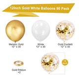 Gold And White Balloons Set, 90Pcs Gold Balloons 12 Inch White And Glod Confetti Letax Balloons For Birthday Anniversary Wedding
