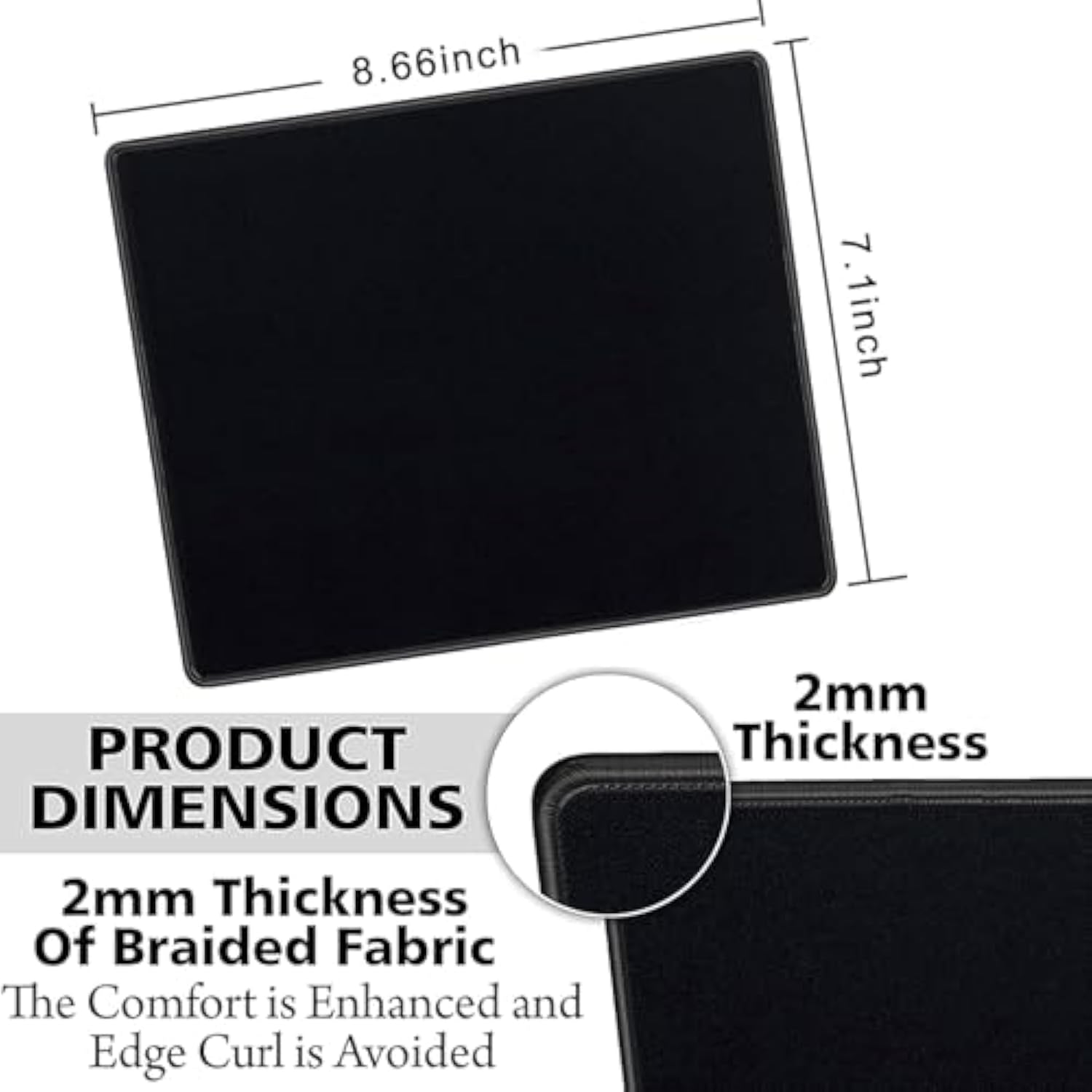 SaiTech IT 5 Pack 2mm Mouse Pad with Stitched Edges Non-Slip Rubber Base, Premium-Textured and Waterproof Mousepads Bulk, Mouse Pad for Computers, Laptop, Office & Home, 8.66 x 7.1 inch
