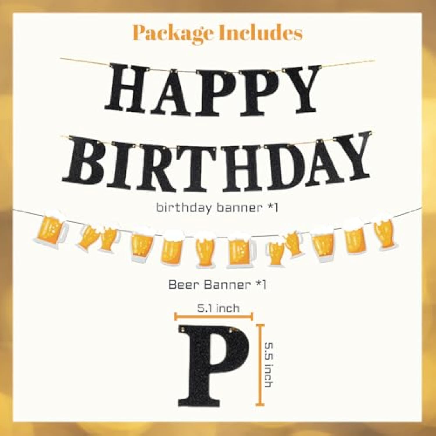 Black Gold Birthday Party Set Banner Balloons Themed Decor for Men Women