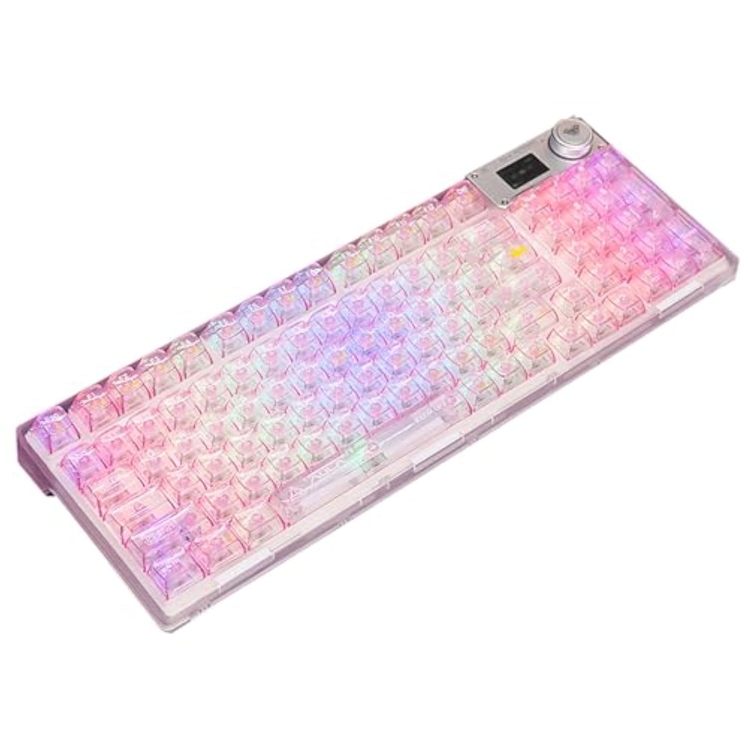 X Aula F98 Pro 95% Hot-Swappable Mechanical Keyboard – Transparent Keycaps, Rgb Backlit Gaming Keyboard, Tri-Mode Bt5.0/2.4G/Usb-C, Oled Display, 4000Mah Battery, Pink