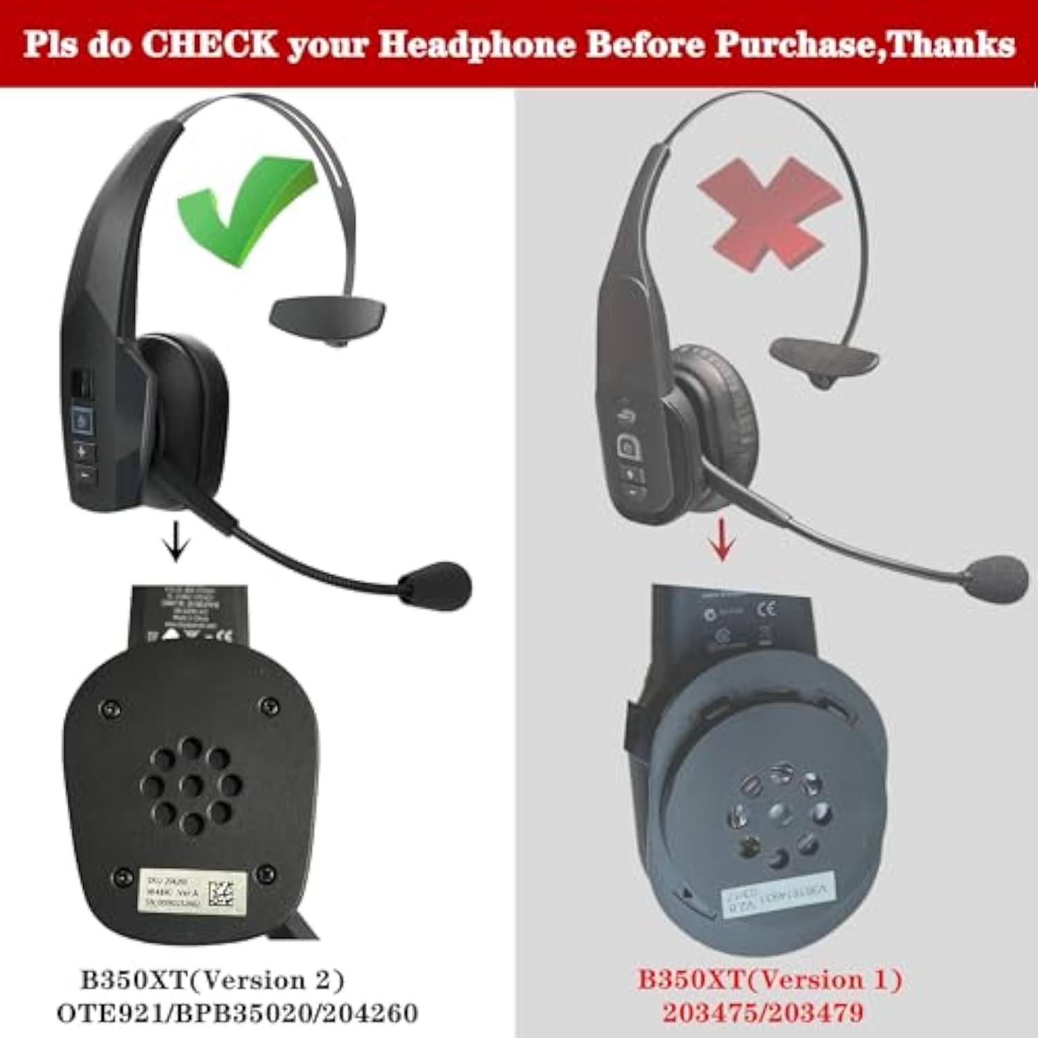 Mesh Fabric Earpads Compatible With Blueparrott B350 Xt B350Xt Noise Canceling Bluetooth Headset Cushions With Breathable Mesh Memory Foam Accessories -B350-Xt Mf Black (Refer To Figure 2)