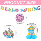 12 Pcs Spring Decorations,Hello Spring Banner,Spring Hanging Swirls With Spring Honeycomb Centerpieces Spring Supplies Decorations For Office Classroom
