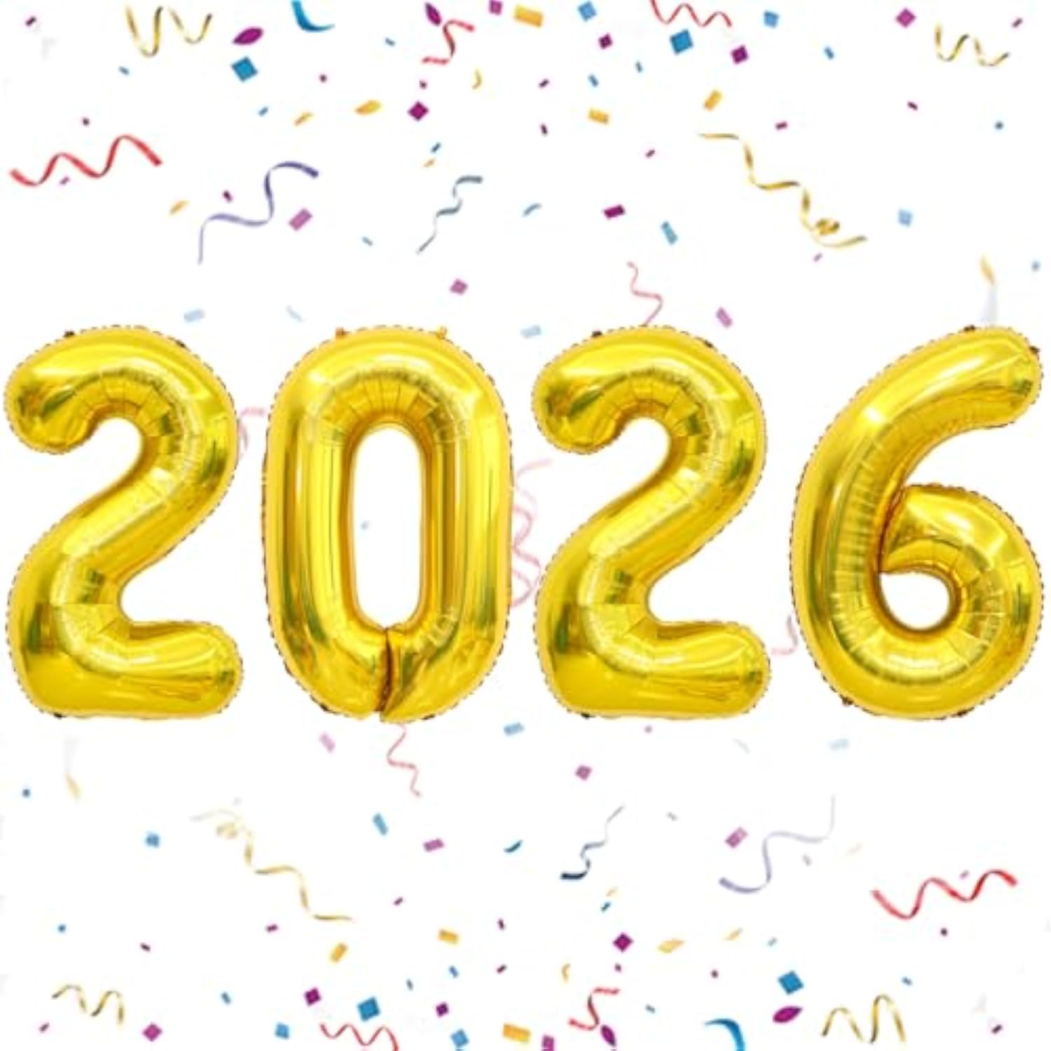 40-Inch Gold 2026 Number Balloons Large Foil Decor for New Year & Graduation
