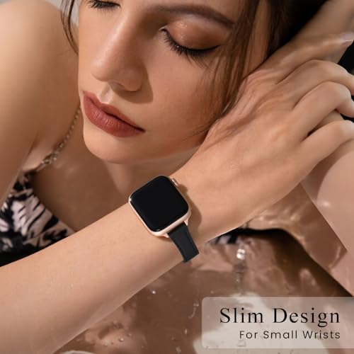 Slim Leather Bands Compatible with Apple Watch Band 38mm 40mm 41mm 42mm(Series 11 10), Top Grain Leather Watch Thin Wristband for iWatch SE 9 8 7 6 5