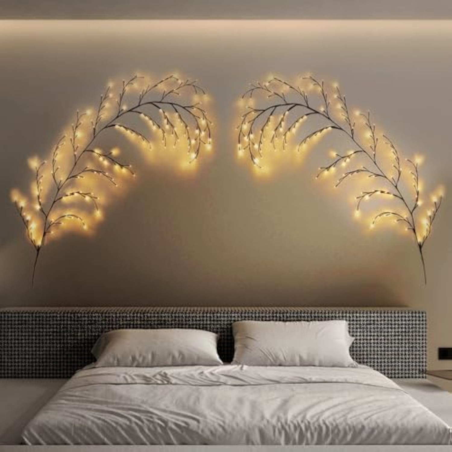 2Pcs Willow Vine Lights, 7.5Ft Christmas Swags Decorations Indoor Room Decor With Remote, 144 Leds Lighted Willow Vine L