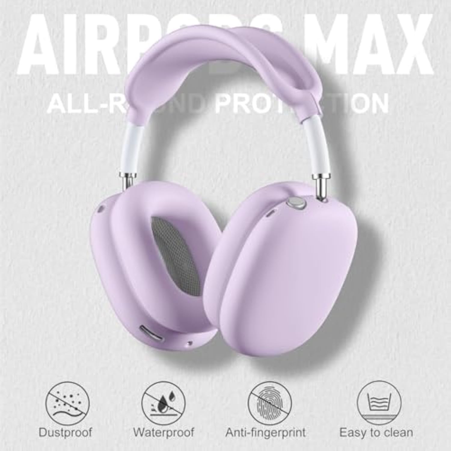 Silicone Case Cover For Airpods Max Headphones, Purple Airpods Max Ear Cup Cover/Ear Pad Case Cover/Ear Cups Cover/Max Headband Pad,Accessories Silicone Skin Protector For Apple Airpods Max (Lavender