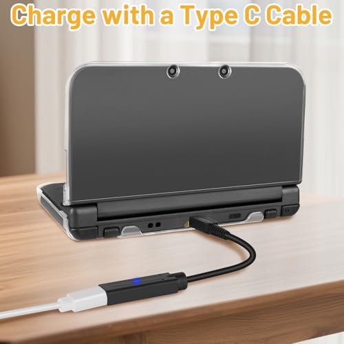 1PC 3.9FT 3DS Charger Cable + 1PC Dual Mode USB Type-C Charging Cable Adapter for New 3DS XL, 3DS XL