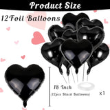 Black Heart Balloons - 12Pcs 18Inch Heart Shaped Balloons For Valentine'S Day & Black Love