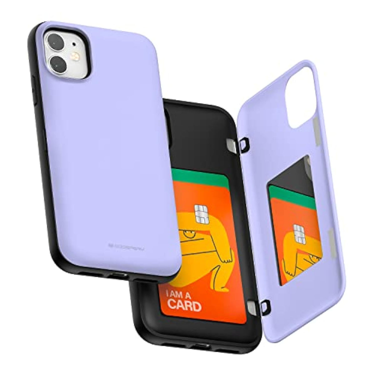 GOOSPERY Magnetic Door Bumper Compatible with iPhone 11 Case, Card Holder Wallet Easy Magnet Auto Closing Protective Dual Layer Sturdy Phone Back Cover - Purple