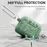 Airpod Pro 2Nd Generation Case, 3D Floral Embossed Soft Silicone Protective Cover With Cleaner Kit For Apple Airpods Pro 2Nd 1St Gen Case With Keychain (2023/2022), Green