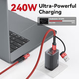 240W USB C to USB C Cable 10FT [2-Pack], 2-in-1 Right Angle PD 3.1 Fast Charging Cord, USB-A & C Dual-Input for iPhone 17/16/15 Pro, MacBook Pro,