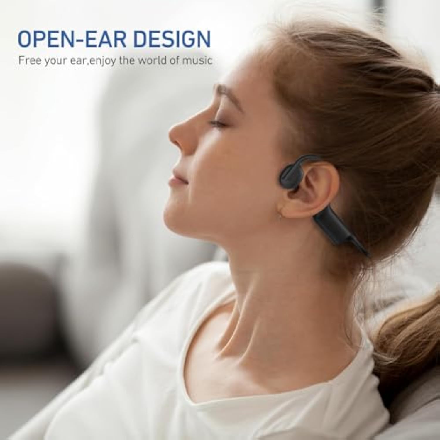 Bone Conduction Headphones Bluetooth 5.3, Open Ear Headphones With Mic, 7H Playtime Wireless Headphones, Ipx5 Sweatproof Lightweight Sports Headset For Running, Cycling, Walking