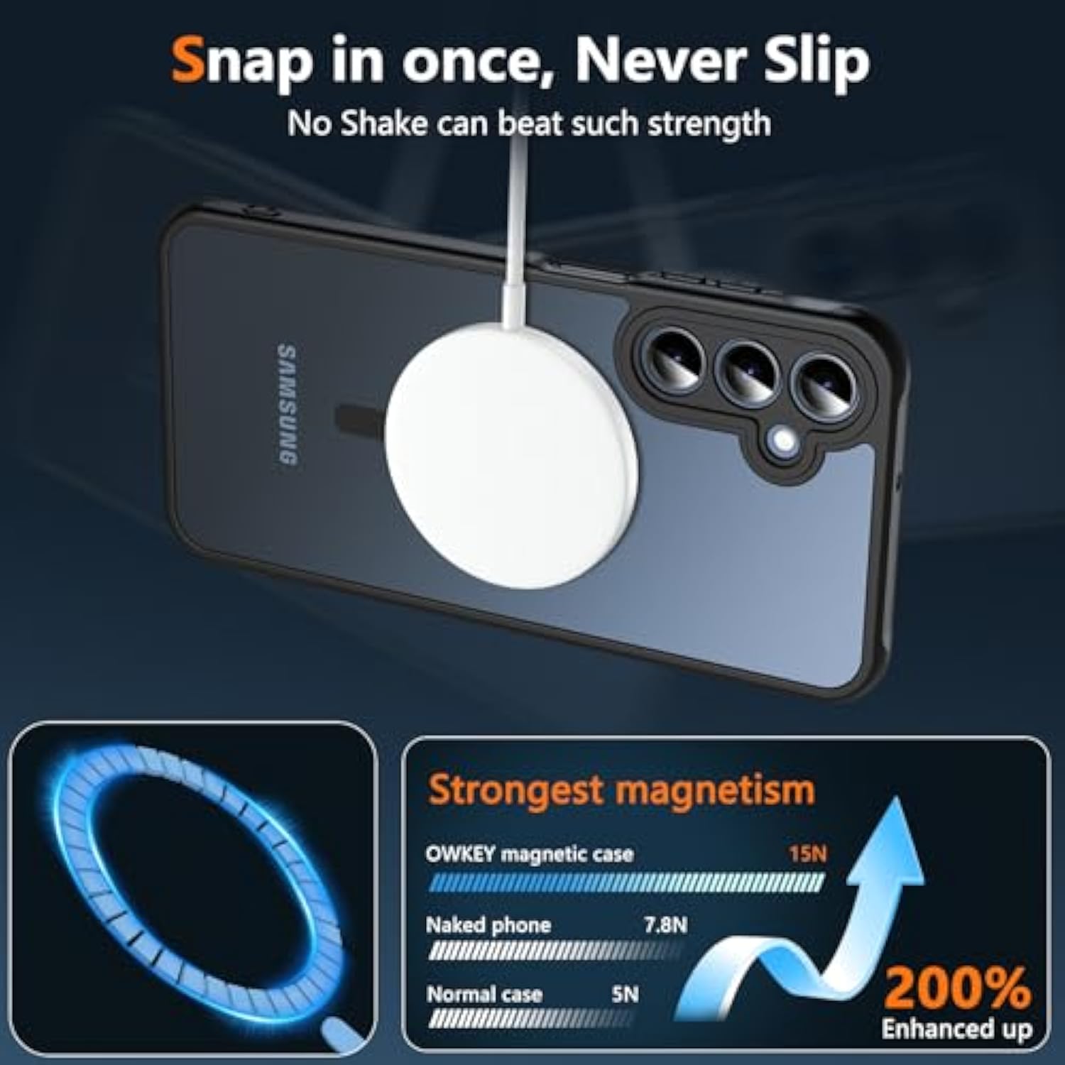 Magnetic Case Compatible With Gabb Phone 4 Pro,Military Grade Shockproof With Tempered Glass Screen Protector Translucent Matte Protective Case Cover For Boys Girls-Black