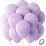 Pastel Purple Latex Party Balloons - 100 Pack 12 Inch Round Helium Lavender Light Purple Lilac Balloons For Wedding Baby Shower Birthday Party Decorations