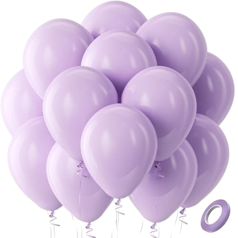 Pastel Purple Latex Party Balloons - 100 Pack 12 Inch Round Helium Lavender Light Purple Lilac Balloons For Wedding Baby Shower Birthday Party Decorations