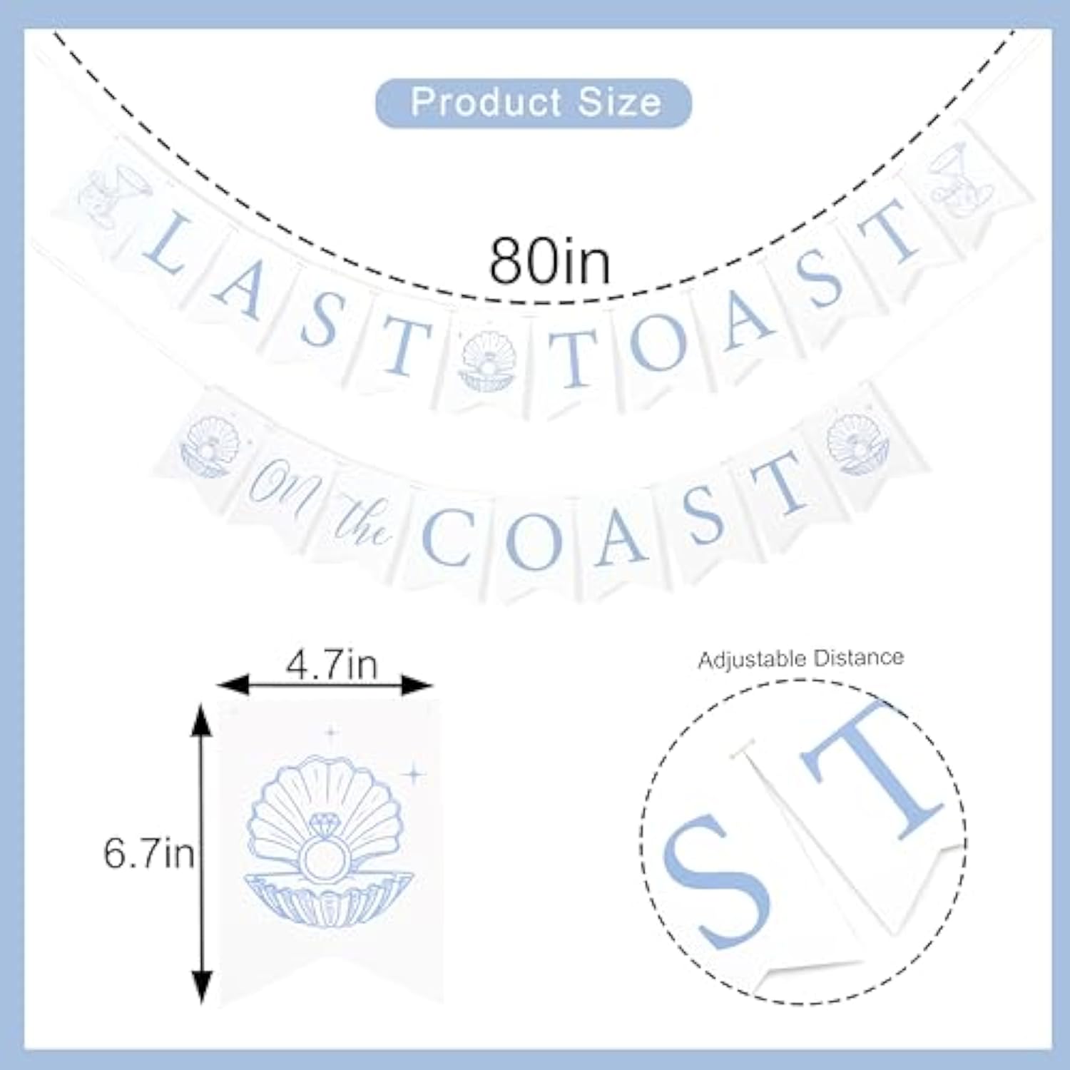 Last Toast on the Coast Banner Coastal Bachelorette & Bridal Shower Decor