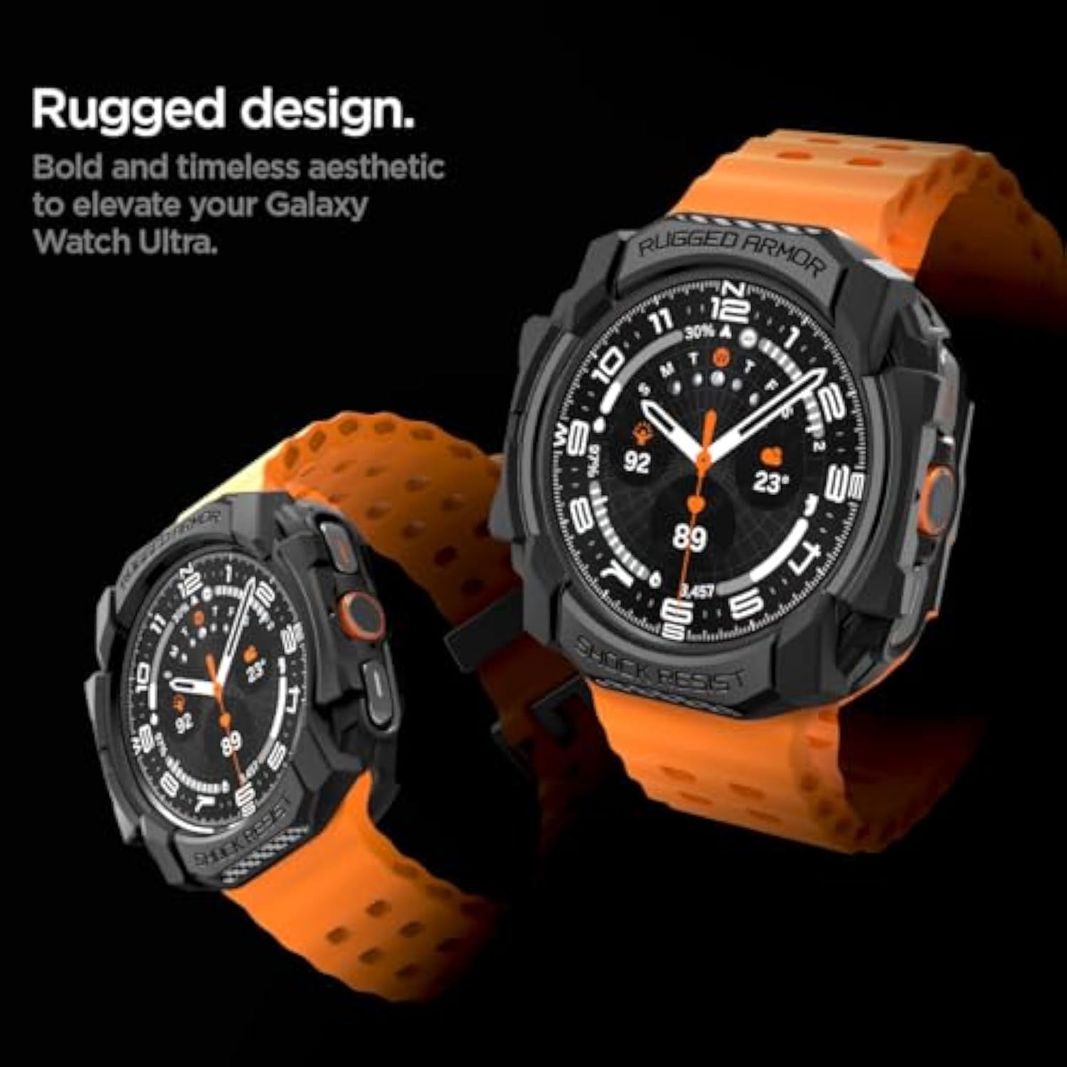 Spigen Rugged Armor Designed for Samsung Galaxy Watch Ultra Case 47mm Durable TPU Cover (2024) - Matte Black
