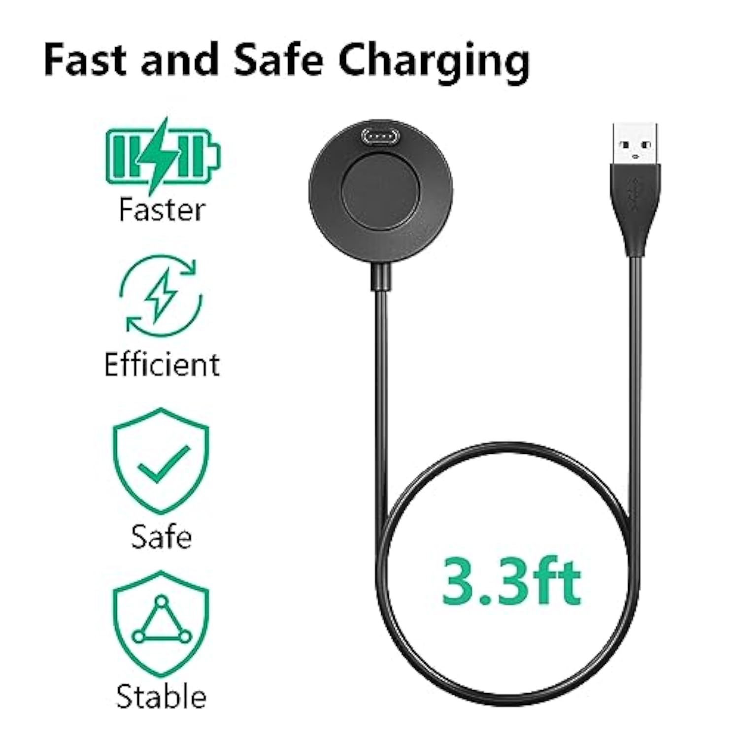 Usb A Charger Compatible With Garmin Watch Charger, Charging Cable For Garmin Watch Fenix 7 7S 7X 6 6S 6X 5 5S 5X, Forerunner 245 945,Instinct,Vivoactive 5/3,3.3Ft/1M