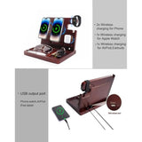 Nightstand Organizer With Dual Phone Wireless Charging Station For 2 Iphone,Apple Watch And Airpods,Bamboo Phone Docking Station,Gifts For Men Dad Husband