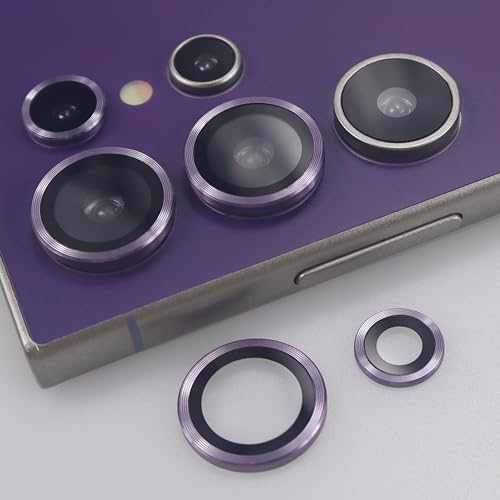 for  Galaxy S24 Ultra Camera Lens Protector Metal Crystal Tempered Glass Screen Accessories Cover for S24 (Purple, S24 Ultra)