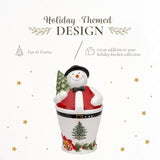 Christmas Tree Mr. Snowman Cookie Jar - 10" Dolomite Christmas Cookie Jar With Lid - Winter-Themed Candy Jar For Kitchen Counter, Holiday Cookie Container, Festive Kitchen Decor, Seasonal Gift