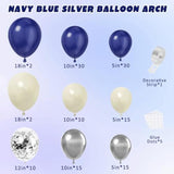Navy Blue & Silver Balloon Arch Kit: Party Decorations (129 pcs)