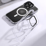 Designed For Iphone 16 Pro Max Case Clear [Fit For Magsafe] [Military-Grade Shockproof] [Aluminum Kickstand] [Anti-Yellowing] Slim Transparent Magnetic Phone Case For 16 Pro Max, Crystal Clear