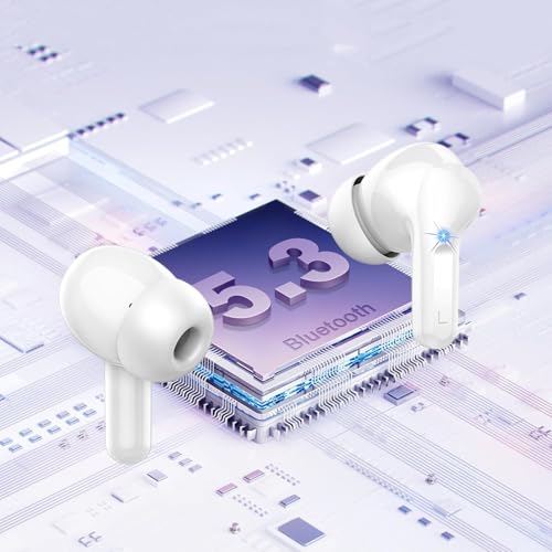 Wireless Earbuds, 2025 Bluetooth 5.4 Headphones Bass Stereo, Ear Buds with 4 Mics ENC Noise Cancelling, Bluetooth Earbuds 48H Playtime LED Display