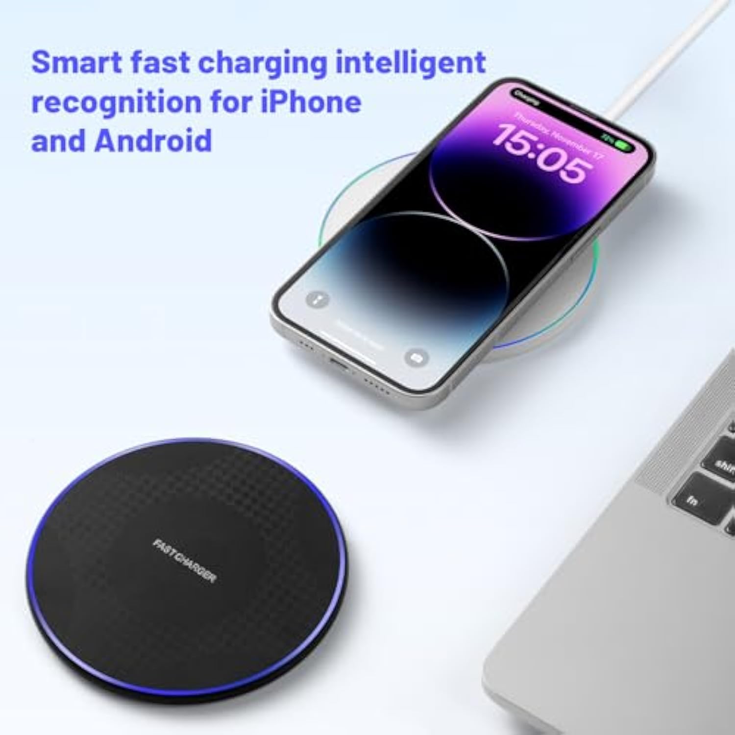 15W Fast Wireless Charger Pad,Wireless Phone Charging Station Compatible With Iphone 14/15/13/12/11/Se/X/Airpods,Fast Charge For Samsung Galaxy S23/S22/S21/S20/Note 20/Buds/Buds (White) (White)