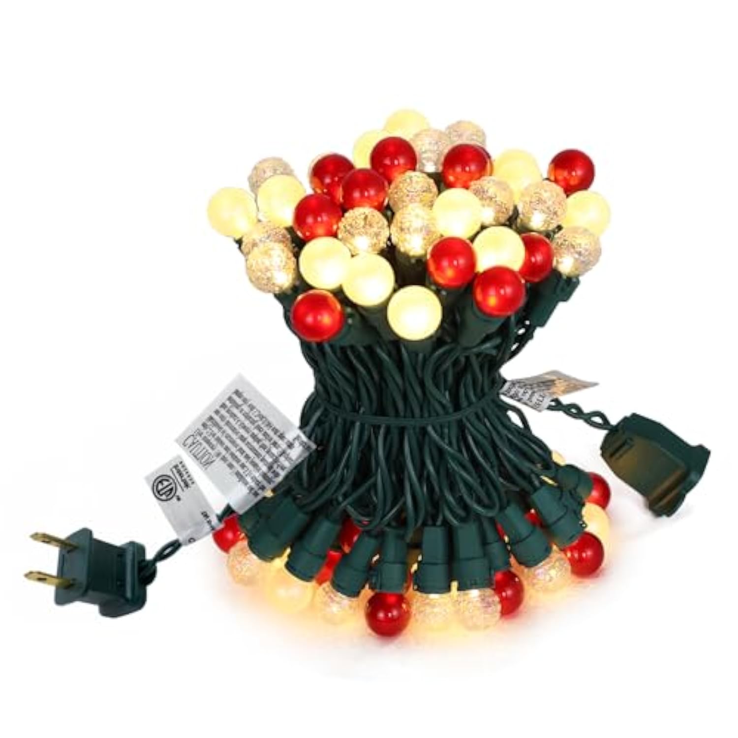 Red And White Christmas Lights Outdoor G15 Pearlized Glass 70 Led 19Ft Mini Globe String Lights For Christmas Tree Indoo