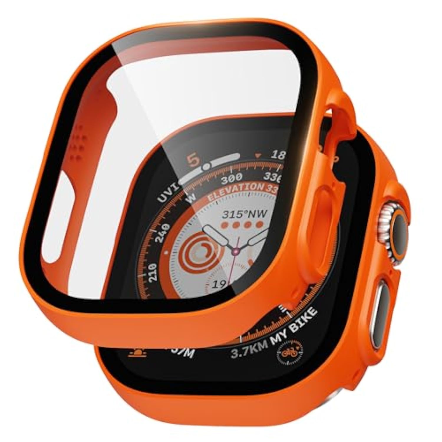 Bumper Case For Apple Watch Ultra With Built-In Screen Protector, [2 Pack] Hard Pc Case Compatible With 49Mm Apple Watch, Shockproof Protective Cover For Iwatch Ultra, Orange