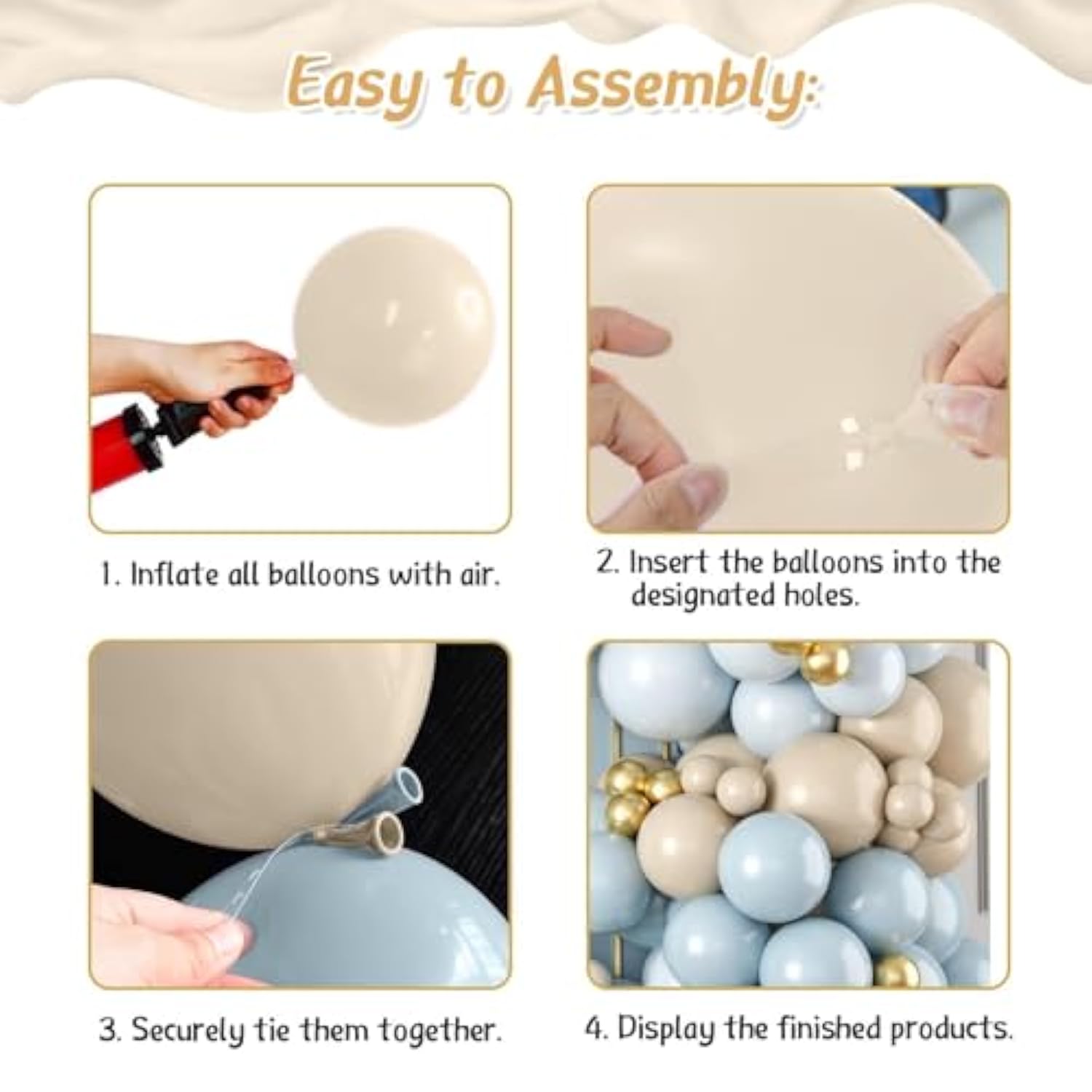 Dusty Blue Balloon Arch Kit,122Pcs Light Blue Sand White Metallic Gold Matte Balloons For Kids Boy Baby Shower Decorations Wedding Graduation Bridal Engagement Birthday Party Supplies
