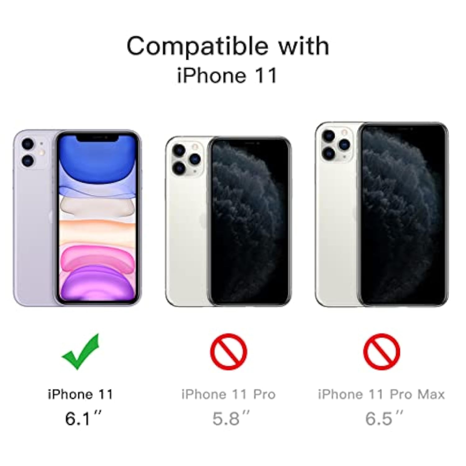 Jetech 5 In 1 Case For 11 6.1-Inch, With 2-Pack Screen Protector And 2-Pack Camera Lens Protector, Non-Yellowing Shockproof Bumper Phone Cover, Full Coverage Tempered Glass Film (Clear)