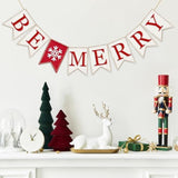 Christmas Burlap Banner Be Merry Banner Pre-Assembled Red White Xmas Bunting Garland Celebration Hanging Decorations For Holiday Home Decoration