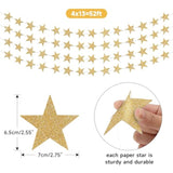 Glitter Gold Star Garland Decorations Hanging Garands Banner Backdrop, 2.7 Inch Star Party Decoration For Birthday Baby Shower Wedding Kids Room Ramadan Eid Graduation Decor (52 Feet)