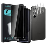 3 Pack Privacy Screen Protector For Samsung Galaxy S24 Fe With 3 Pack Camera Lens Protector, Anti Spy Tempered Glass Film, 9H Hardness, Black Protector, Anti-Scratch, Bubble Free