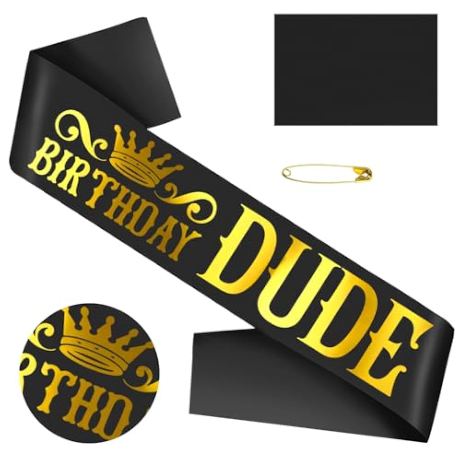 Birthday Dude Sash With Gold Foil, Black Funny Birthday Sash For Boys Or Men, Birthday Party Decorations And Supplies, Birthday Gifts For Husband, Boyfriend, Son, Brother(Black+Gold)