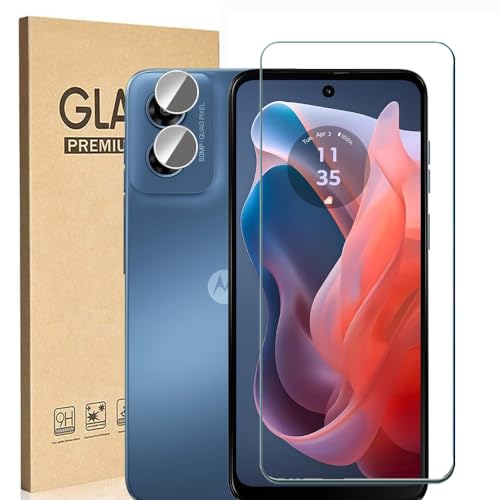 [2+2 Pack] Compatible with Motorola G Play 2024 XT2413V Screen Protector + Camera Lens Protector, 9H Hardness Anti-Scratch No Bubble Tempered Glass