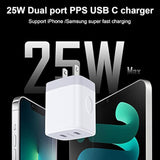 25W Type C Charger Block, Usb C Cube Dual Port Usb C Wall Adapter C Wall Charger Box Fast Charging Brick For Samsung A16 5G/S25 Ultra/S24/S23Fe/S22/A03S/A53, Iphone 16/15/14/13/12/11/Se/X,Pixel 9 Pro