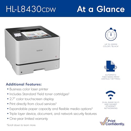 Bothe Hl-L8430Cdw Business Colo Lase Pinte With Low-Cost Pinting And Wieless Netwoking